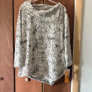 Ruby Rd. Greyish/black and White Cowl Neck Sweatshirt Size L BNWT